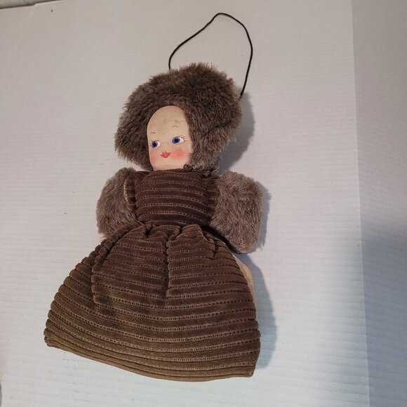 Vintage Fabric with DOLL FACE MUFF Hand Warmer Children's Size "Fur" - Picture 2 of 9